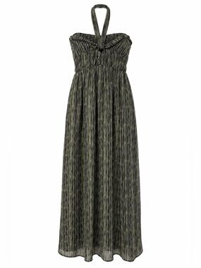 Deluc Olive Green and Black Strapless Maxi Dress